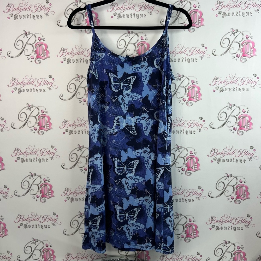 Charmour dress butterflyโs ๐ฆ navy Midnight Blue Butterfly Slip dress tank style